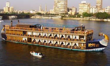 "Enjoy a magical dinner cruise on the Nile River in Cairo with an open buffet, live belly dancing, and traditional Tannoura shows."